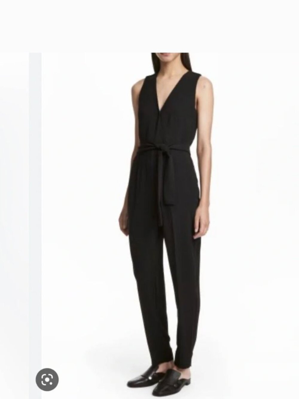 H&M Black Sleeveless Cross-Front Belted Jumpsuit Size 14